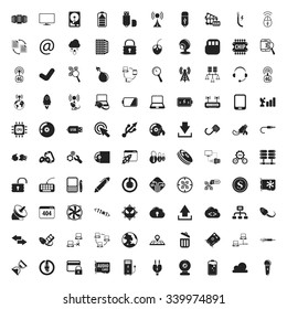 computer 100 black simple icons set for web 