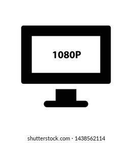 computer 1080p monitor icon vector black color