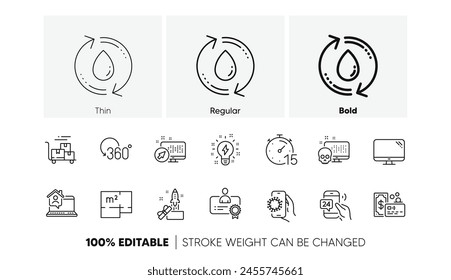 Computer, 24h service and Web system line icons. Pack of Work home, Innovation, Covid app icon. Inspiration, Cyber attack, Delivery cart pictogram. Certificate, Card, Refill water. Line icons. Vector