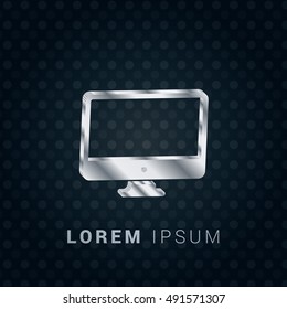 Computer 3D silver/platinum metallic chromium precious Icon / Logo Design