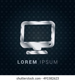 Computer 3D silver/platinum metallic chromium precious Icon / Logo Design