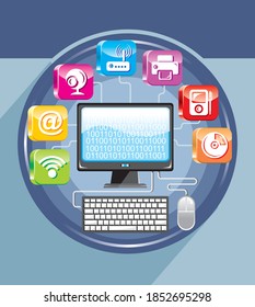 Symbole der Computer- und 3D-Computertechnologie