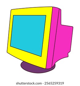 Computer, 90s retro isolated vector element	