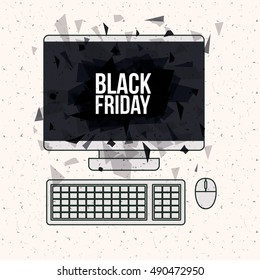 Computer and abstract icon. Black Friday sale technology and offer theme. Vector illustration