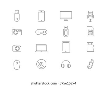 Computer accessories and gadgets icon set.