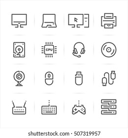 Computer and Computer Accessories icons with White Background
