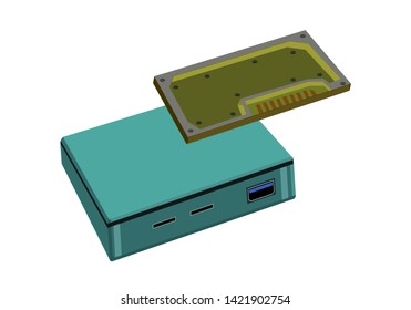 Computer accessories like casing or an upgrade such as ram, or storage devices. Editable Clip Art.