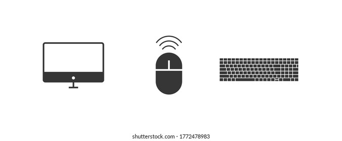 computer accessories vector icon monitor mouse keyboard
