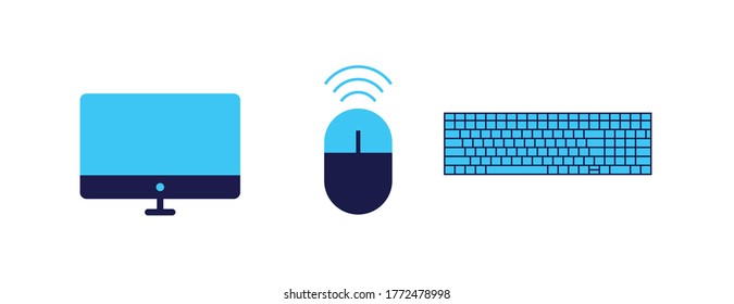 computer accessories vector icon monitor mouse keyboard