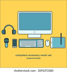 Computer accessory vector set minimal style 