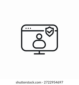 Vector de signo de icono de protección de Cuenta de computadora