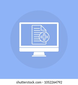  Computer with add file icon . Vector illustration