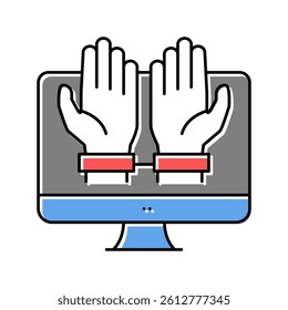 computer addiction color icon vector. computer addiction sign. isolated symbol illustration