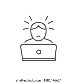 Computer addiction line color icon. Sign for web page, mobile app