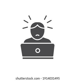 Computer addiction line color icon. Sign for web page, mobile app, button, logo