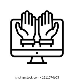 computer addiction line icon vector. computer addiction sign. isolated contour symbol black illustration