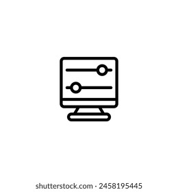 computer adjustment outline icon and illustration