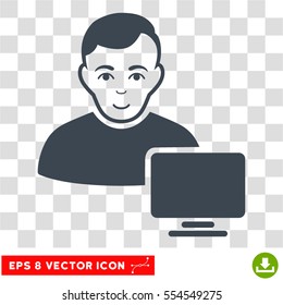Computer Administrator EPS vector icon. Illustration style is flat iconic smooth blue symbol on chess transparent background.