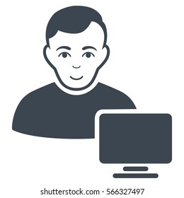 Computer Administrator vector icon. Flat smooth blue symbol. Pictogram is isolated on a white background. Designed for web and software interfaces.