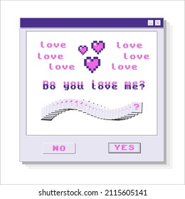 Estética informática de los 90. Ventana con una selección de respuestas. Ilustración del vector