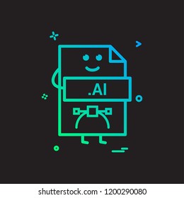 Computer ai file format type icon vector design