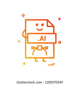 Computer ai file format type icon vector design