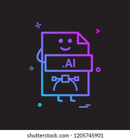 Computer ai file format type icon vector design