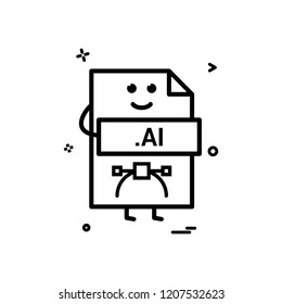 Computer ai file format type icon vector design