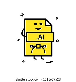 Computer ai file format type icon vector design