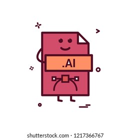 Computer ai file format type icon vector design