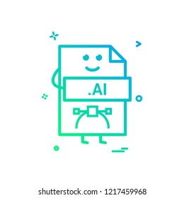 Computer ai file format type icon vector design