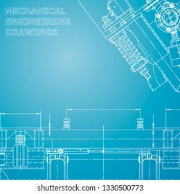 Computer aided design systems. Instrument-making drawings. Blue and white diagram. Corporate Identity