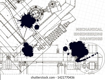 Computer aided design systems. Technical illustrations, backgrounds. Mechanical engineering drawing