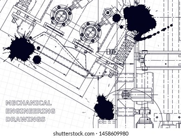 Computer aided design systems. Technical illustrations, backgrounds. Mechanical engineering drawing