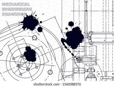 Computer aided design systems. Technical illustrations, backgrounds. Mechanical engineering drawing