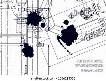 Computer aided design systems. Technical illustrations, backgrounds. Mechanical engineering drawing