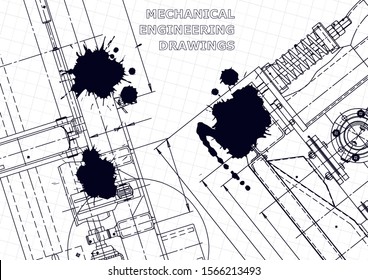 Computer aided design systems. Technical illustrations, backgrounds. Mechanical engineering drawing