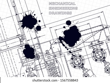 Computer aided design systems. Technical illustrations, backgrounds. Mechanical engineering drawing