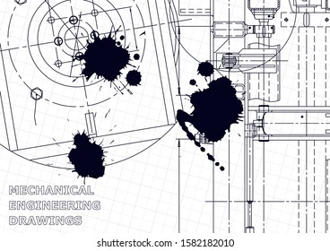 Computer aided design systems. Technical illustrations, backgrounds. Mechanical engineering drawing