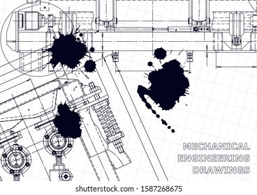 Computer aided design systems. Technical illustrations, backgrounds. Mechanical engineering drawing