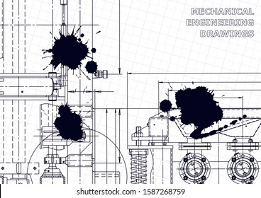 Computer aided design systems. Technical illustrations, backgrounds. Mechanical engineering drawing