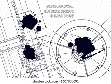 Computer aided design systems. Technical illustrations, backgrounds. Mechanical engineering drawing