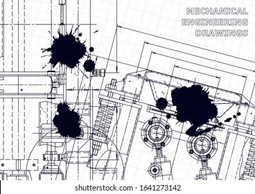 Computer aided design systems. Technical illustrations, backgrounds. Mechanical engineering drawing