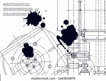 Computer aided design systems. Technical illustrations, backgrounds. Mechanical engineering drawing