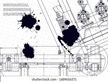 Computer aided design systems. Technical illustrations, backgrounds. Mechanical engineering drawing