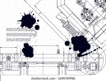 Computer aided design systems. Technical illustrations, backgrounds. Mechanical engineering drawing