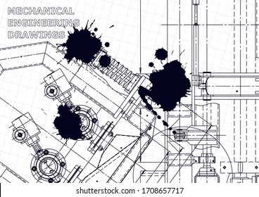 Computer aided design systems. Technical illustrations, backgrounds. Mechanical engineering drawing
