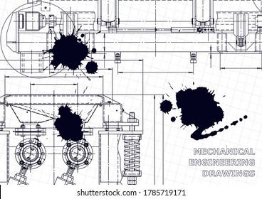 Computer aided design systems. Technical illustrations, backgrounds. Mechanical engineering drawing