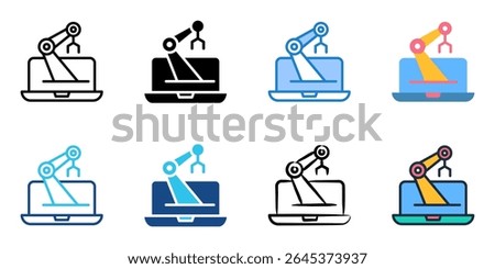 Computer Aided Manufacturing icon set multiple style collection 