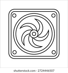 Icono de línea de Vector de ventilador de aire de computadora aislado sobre fondo blanco. Ventilador de aire del icono de línea de computadora para infografía, Sitio web o App.